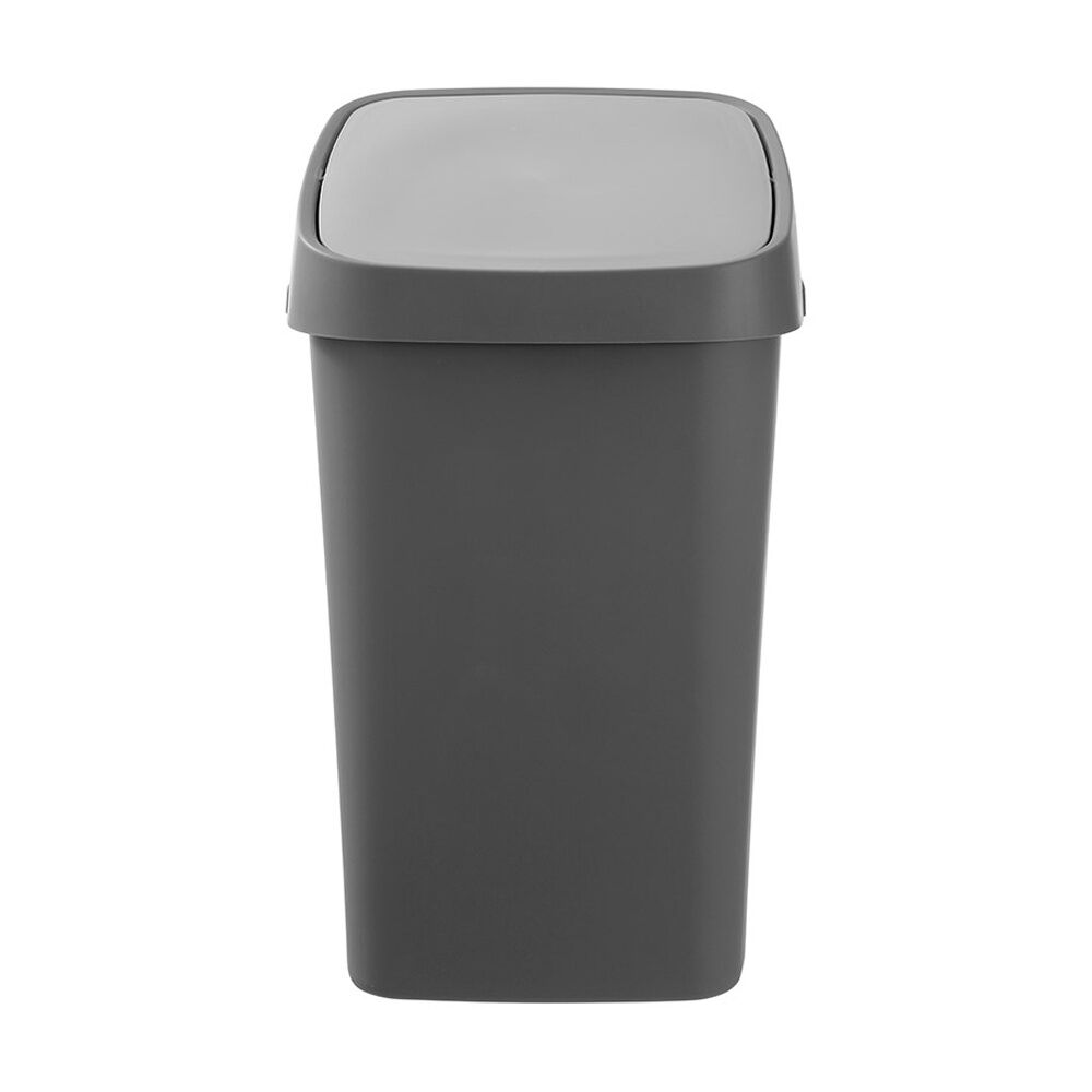 Boxsweden Edge Swing Easy Clean Rubbish Bin W/ No Drip Rim Charocal Square 40L