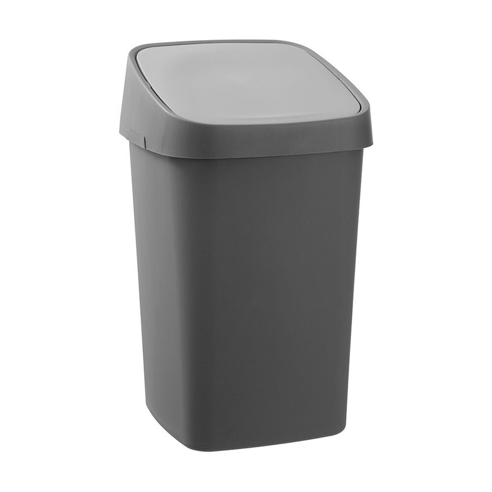 Boxsweden Edge Swing Easy Clean Rubbish Bin W/ No Drip Rim Charocal Square 40L