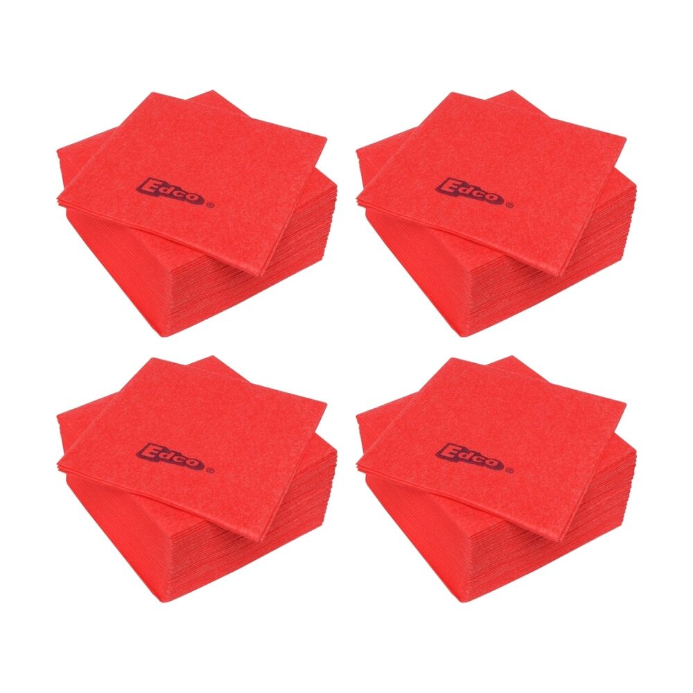 4x 20pc Edco Merritex Heavy Duty Absorbent Commercial Grade Cloths 40x40cm Red