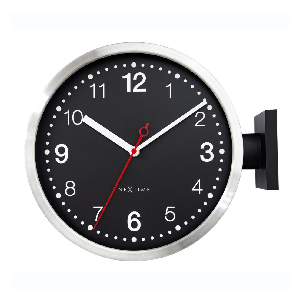 NeXtime Double Small Station Wall Clock Home Decor Black and White 32.3x28cm