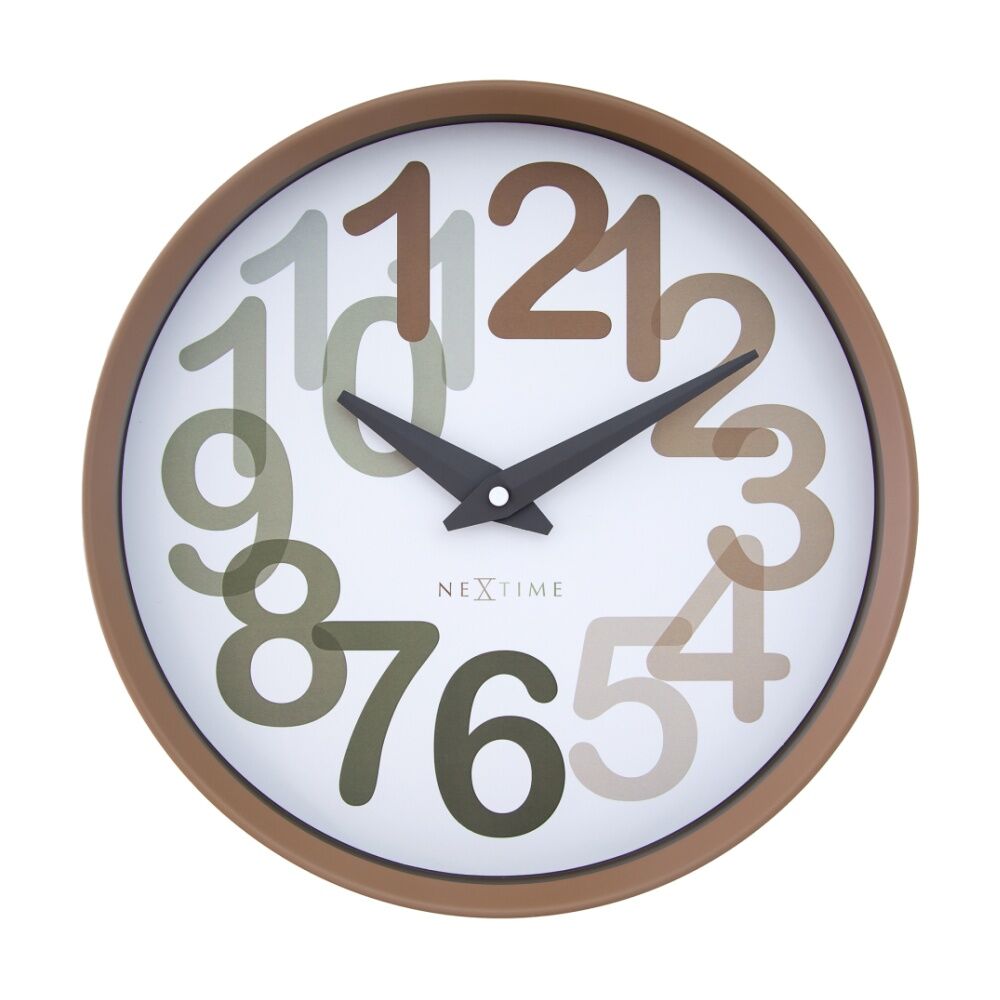 NeXtime Big Number Wall Clock Silent Analogue Home Decor Toffee 30cm