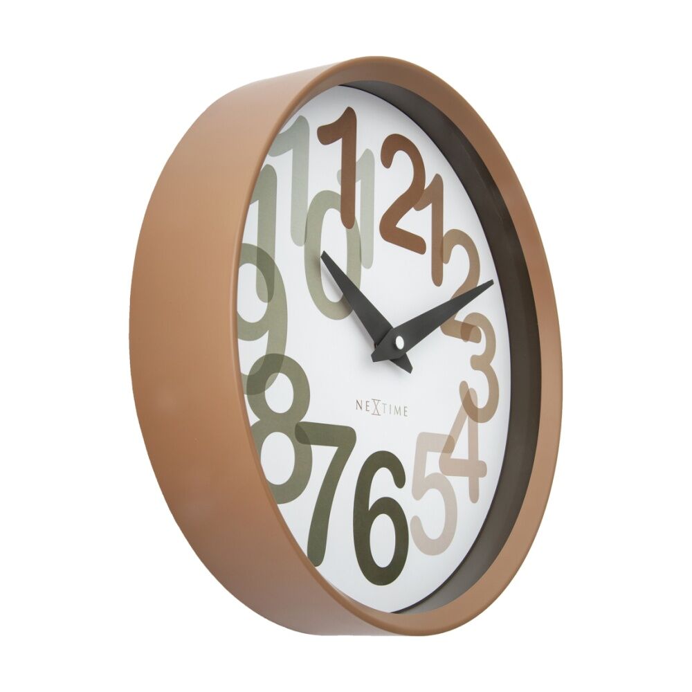NeXtime Big Number Wall Clock Silent Analogue Home Decor Toffee 30cm