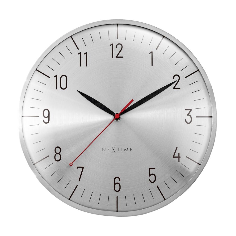 NeXtime Frankfurt Wall Clock Silent Analogue Home Decor Silver 30.5cm
