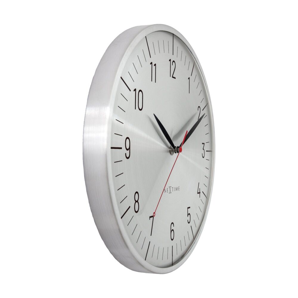 NeXtime Frankfurt Wall Clock Silent Analogue Home Decor Silver 30.5cm