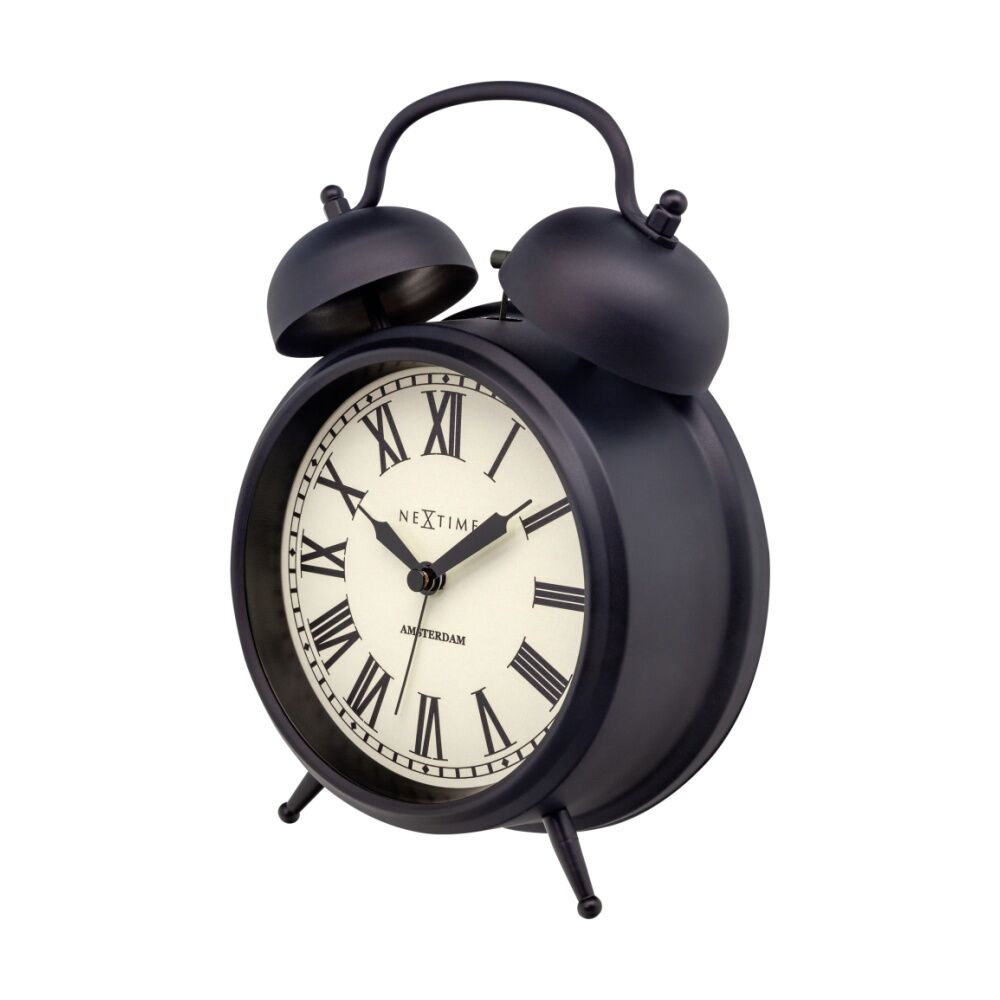 NeXtime Amsterdam Metal Alarm Clock Home Decor Black 15x21x7cm