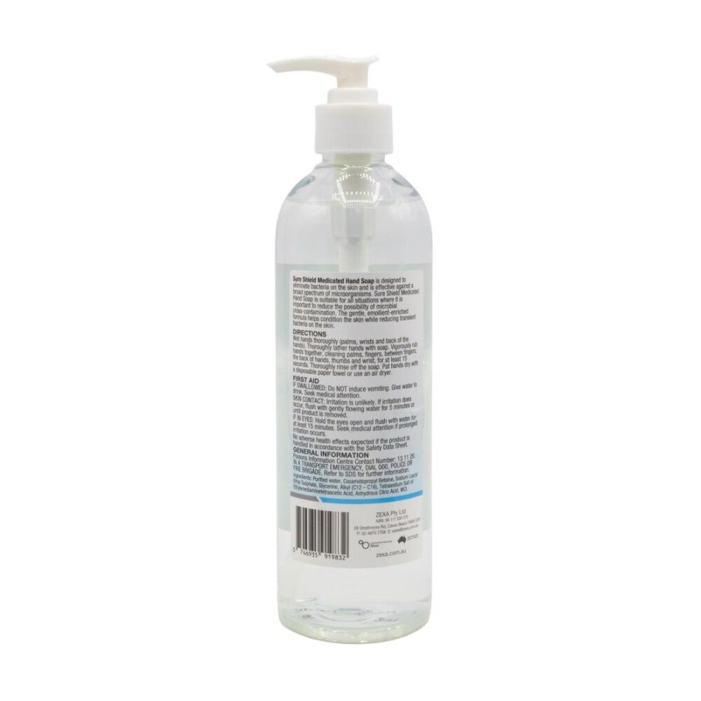 6PK Zexa Medicated Hand Soap Sure Shield Liquid Gel Fragrance Free 485ml