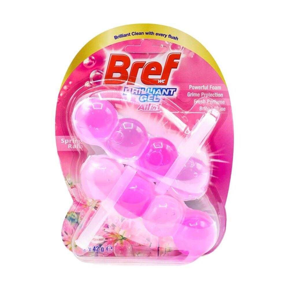 12x 2pc Bref Brilliant Gel All In 1 Toilet Cage Cleaner Spring Rain Scent