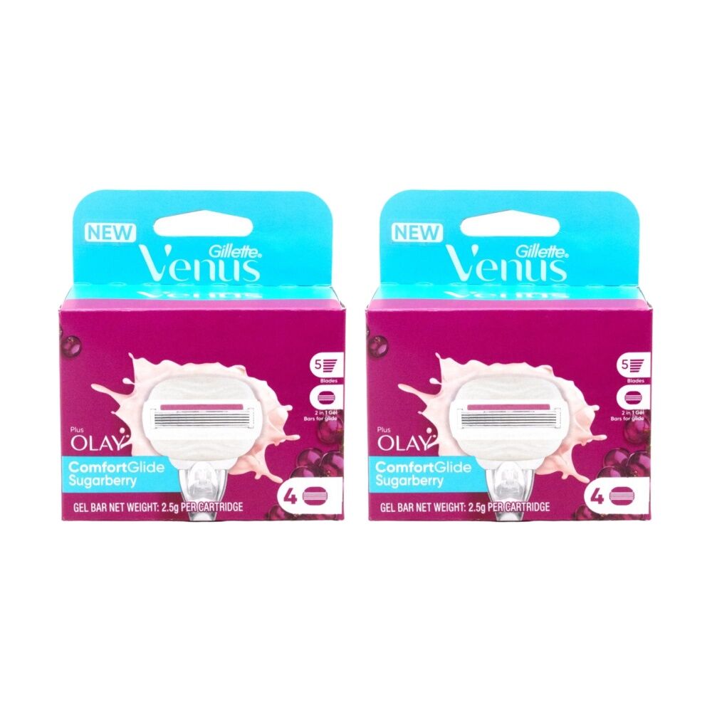 2PK Gillette Venus with OLAY ComfortGlide Sugarberry Scent Refill 4 Cartridges