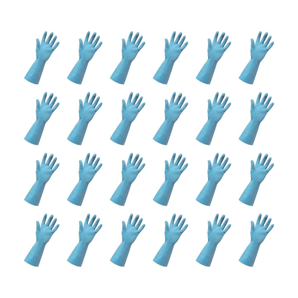 24PK Edco Merrishine Silver Lined Anti Slip Rubber Gloves Blue Large