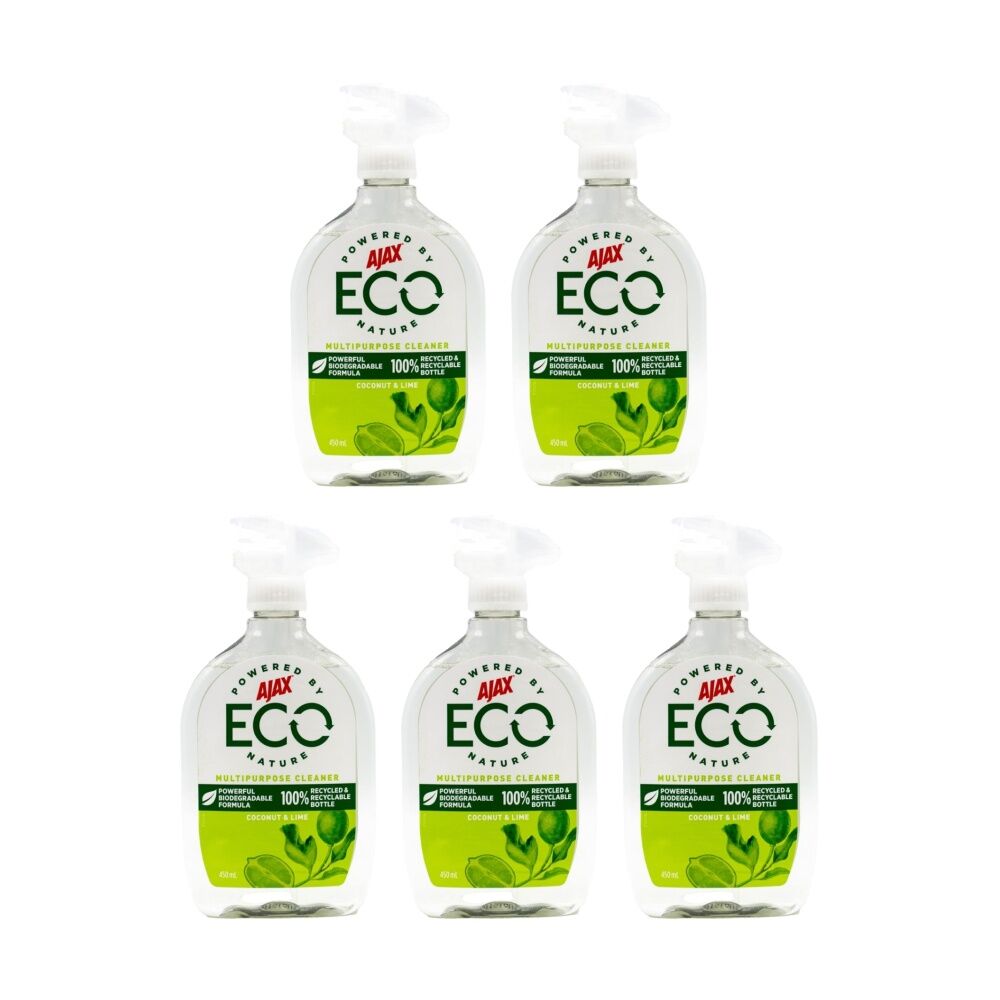 5PK Ajax Eco Multipurpose Household Cleaner Coconut & Lime Scented 450mL