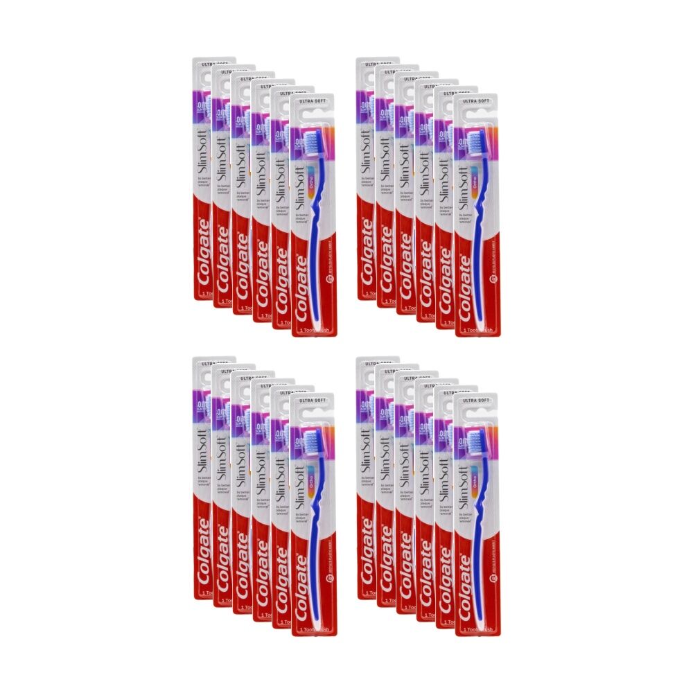 24PK Colgate Slim Soft Ultra Toothbrush Dental Oral Health Care Multi Colour