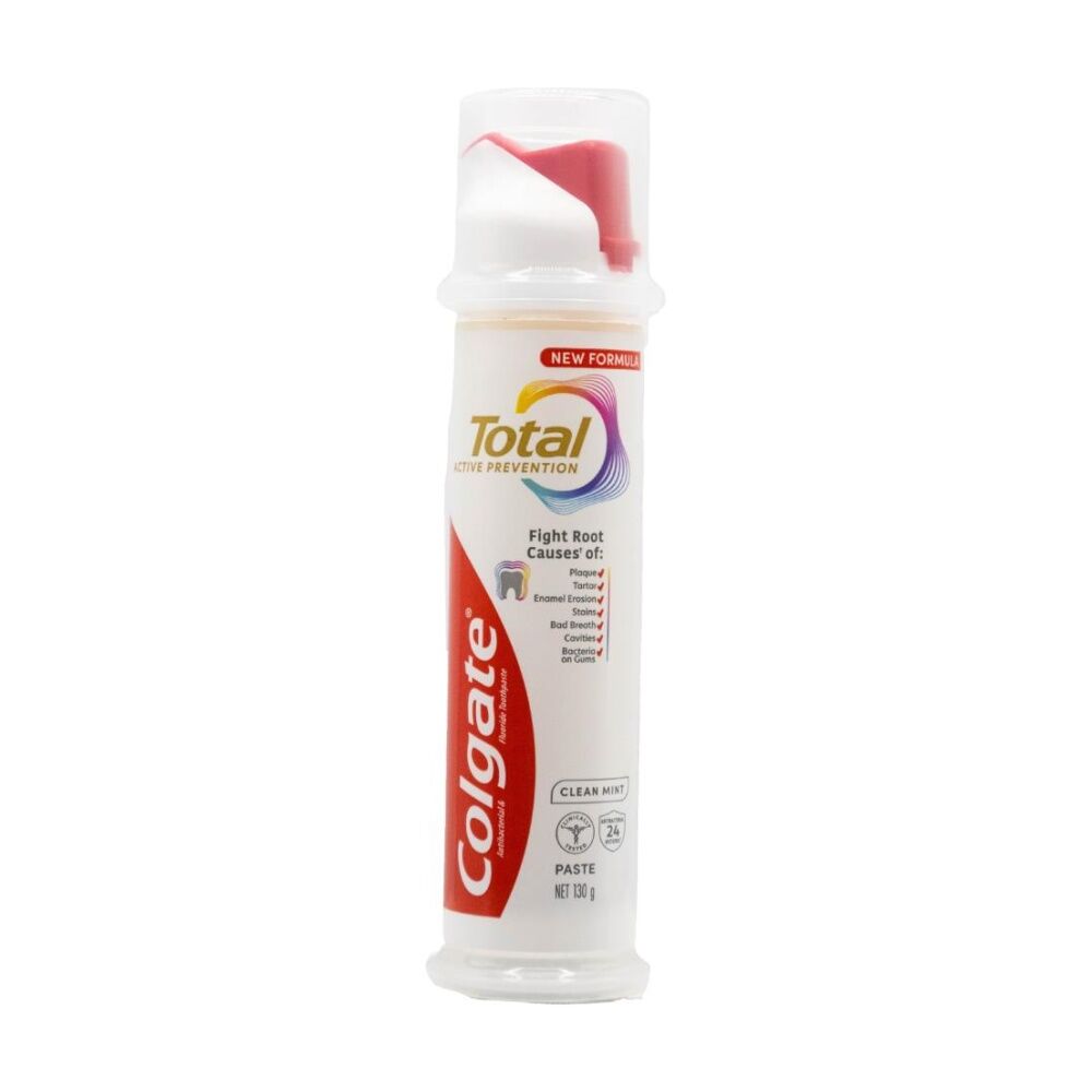 6PK Colgate Total Active Prevention Pump Toothpaste 130g Clean Mint