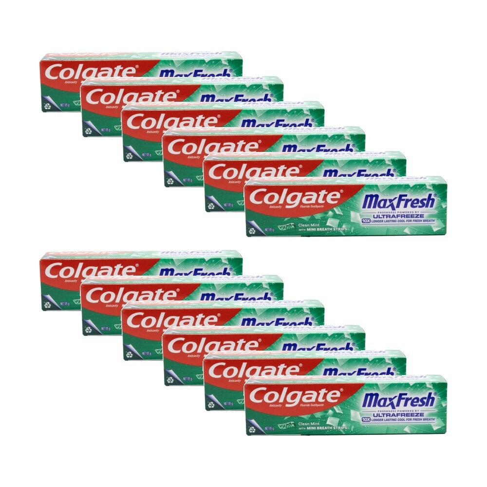 12PK Colgate Toothpaste Max Fresh Ultra Freeze Mini Breath Strips Mint 115g