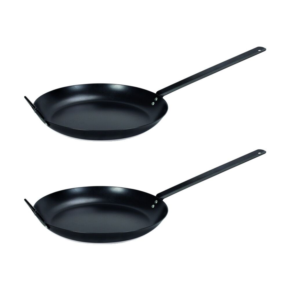 2PK Campfire Steel Non Stick Frypan Removable Handle Outdoor Cooking 35cm