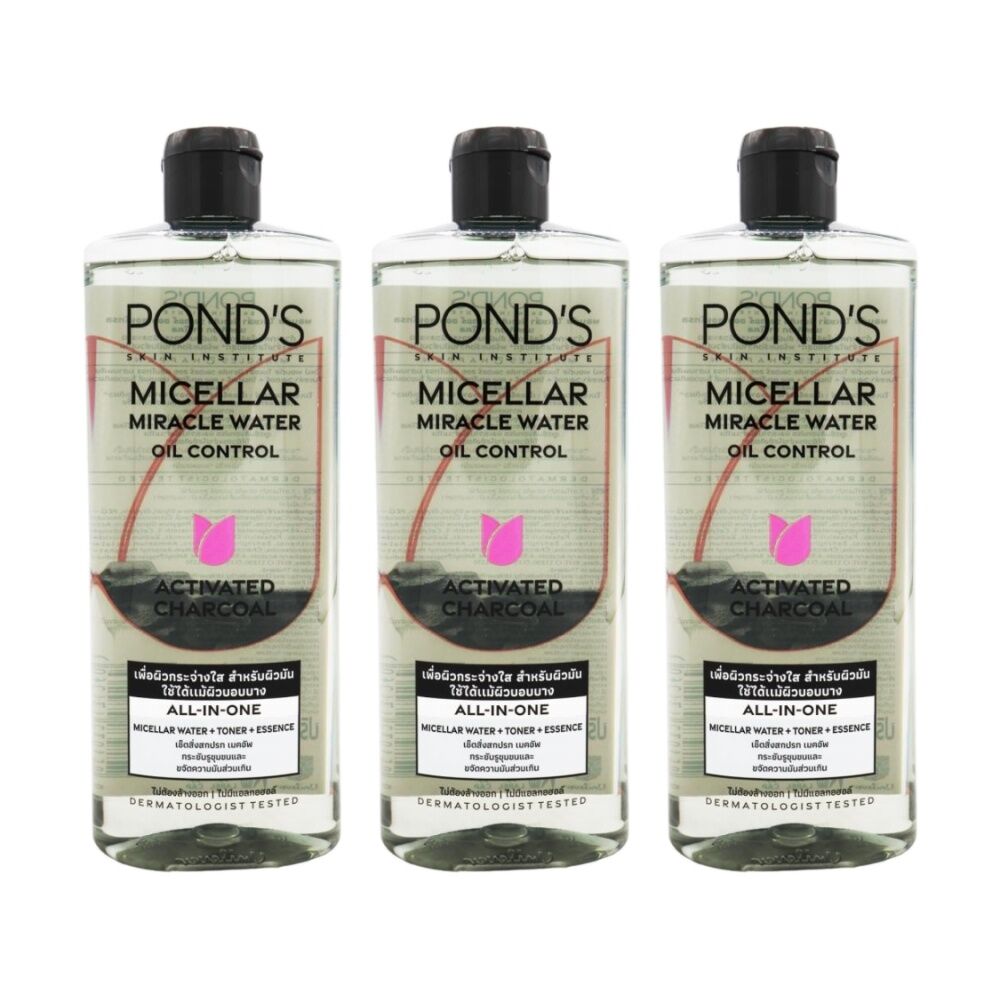 3PK Ponds Micellar Miracle Water Oil Control Activated Charcoal Cleanser 400ml
