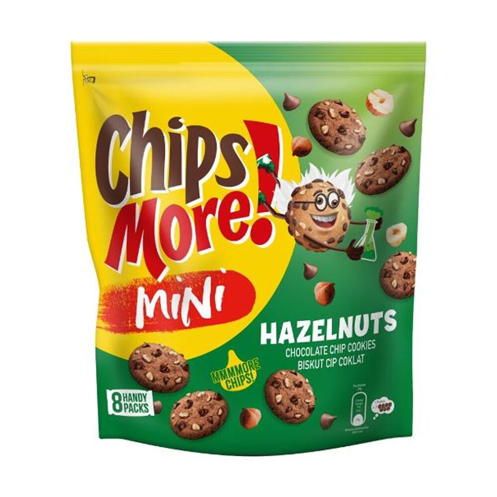 8PK Chipsmore Mini Multipack Hazelnut Chocolate Chip Biscuit Cookies 224g