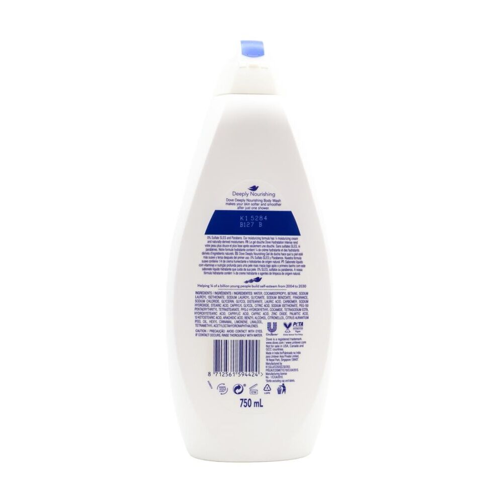 4PK Dove Body Wash Deeply Nourishing Triple Moisture Serum Nourishes Skin 750mL
