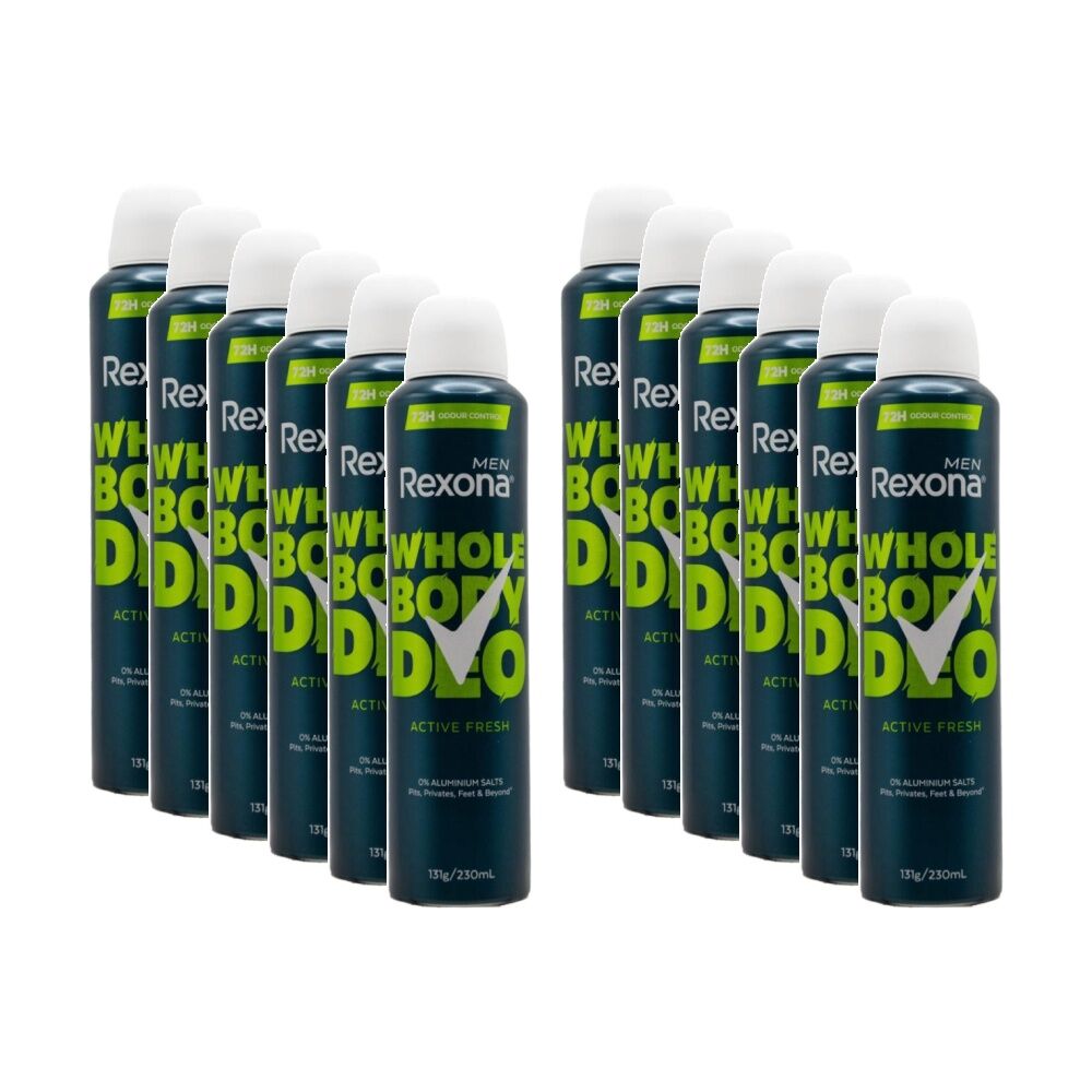 12PK Rexona Men Deodorant Active Fresh 72H Odour Protection Aluminium 131g 230mL