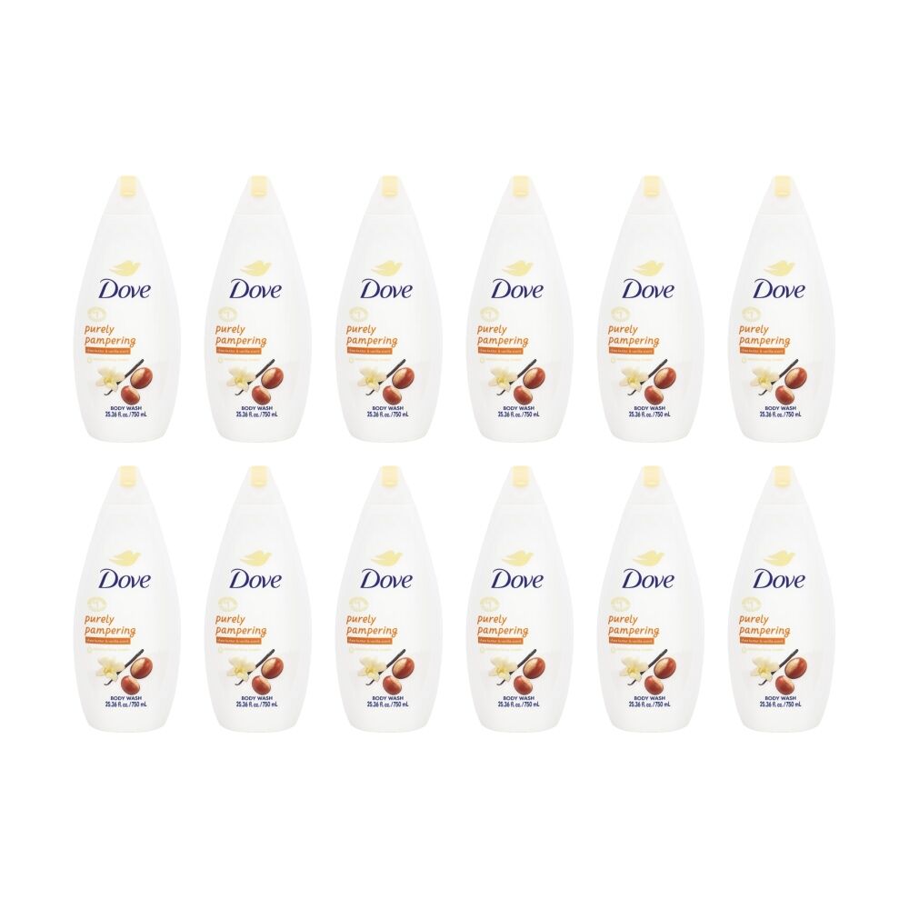 12PK Dove Body Wash Purely Pampering Shea Butter & Vanilla Scent 750ml