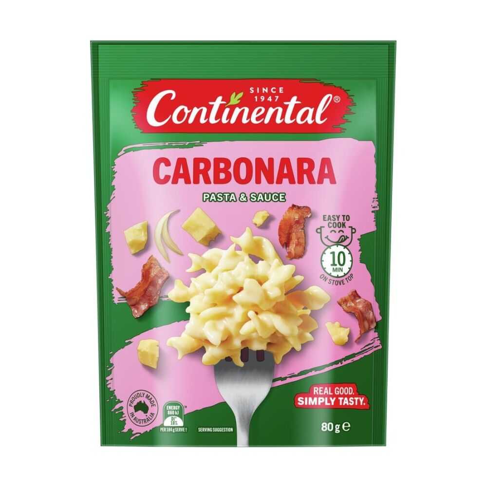 28PK Continental Carbonara Pasta And Sauce Easy Cook Australian Made 80g