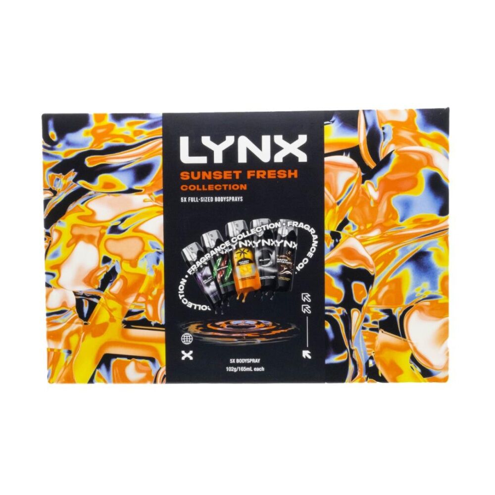 5pc Lynx Body Spray Variety Set 102g-165ml Sunset Fresh Collection