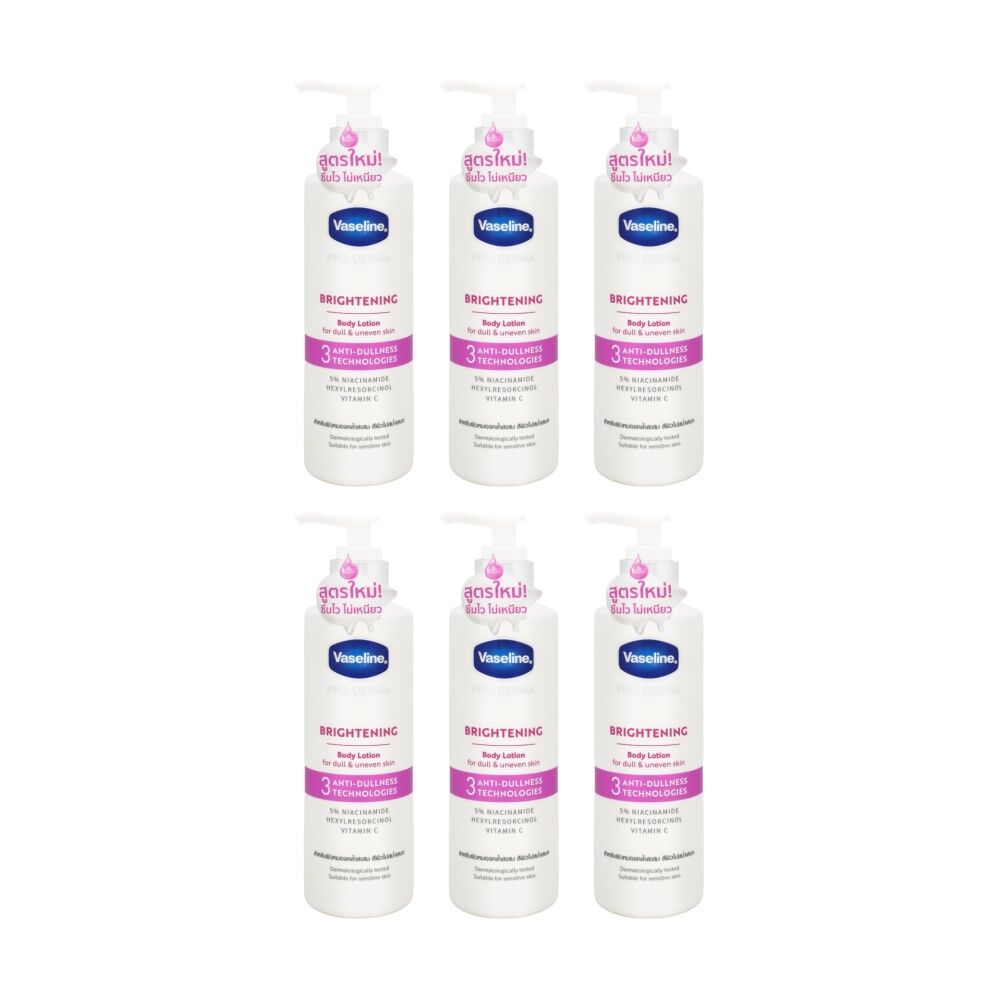 6PK Vaseline Body Lotion Pro Derma Brightening With 3 Anti Dullness Tech 250ml