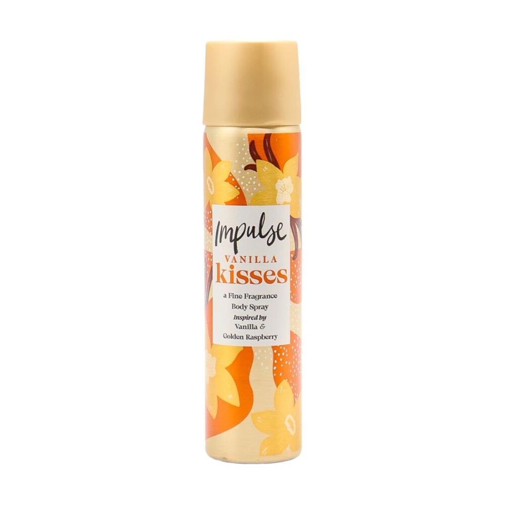 12PK Impulse Body Spray Vanilla Kisses Fine Raspberry Scent Fragrance 75mL