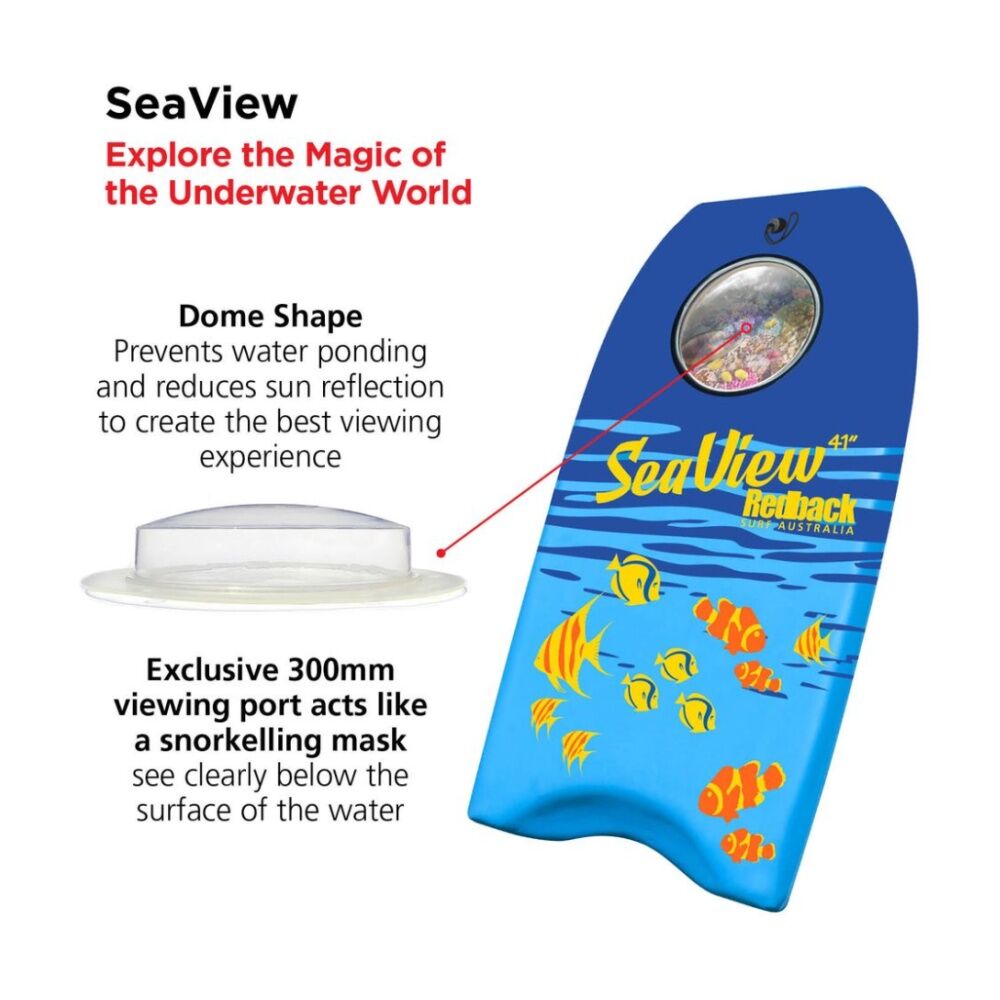 Redback Seaview Underwater Viewing Beach Bodyboard Plain Blue 41in