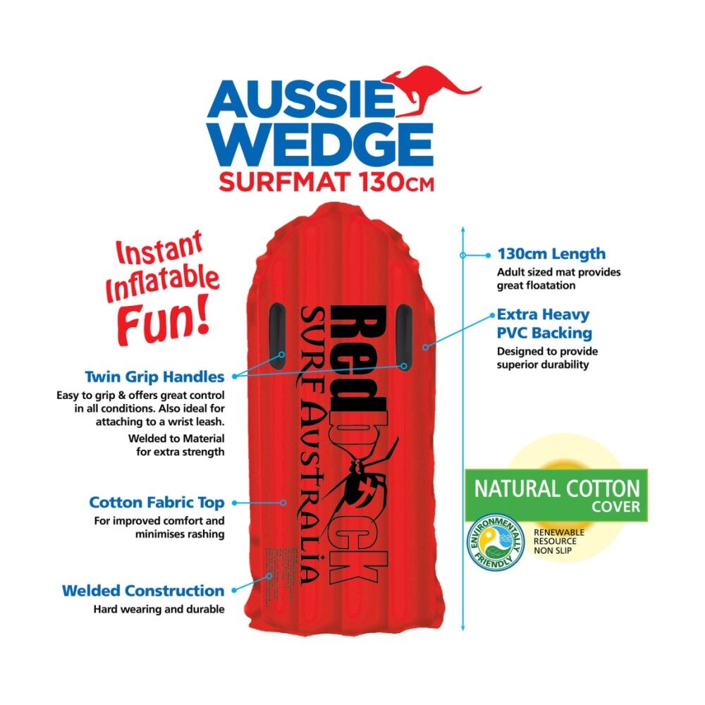 Redback Aussie Inflatable Beach/Pool/Lake/River Surfmat Australia Design