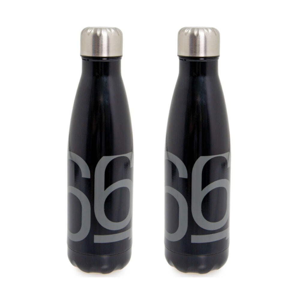 2PK 66Fit Stainless Steel Water Bottle Vacuum Insulated 500ml Black