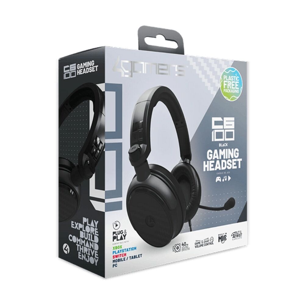 4Gamers C6-100 Multiplatform Compatible Wired Over Ear Gaming Headset 3.5mm Blk