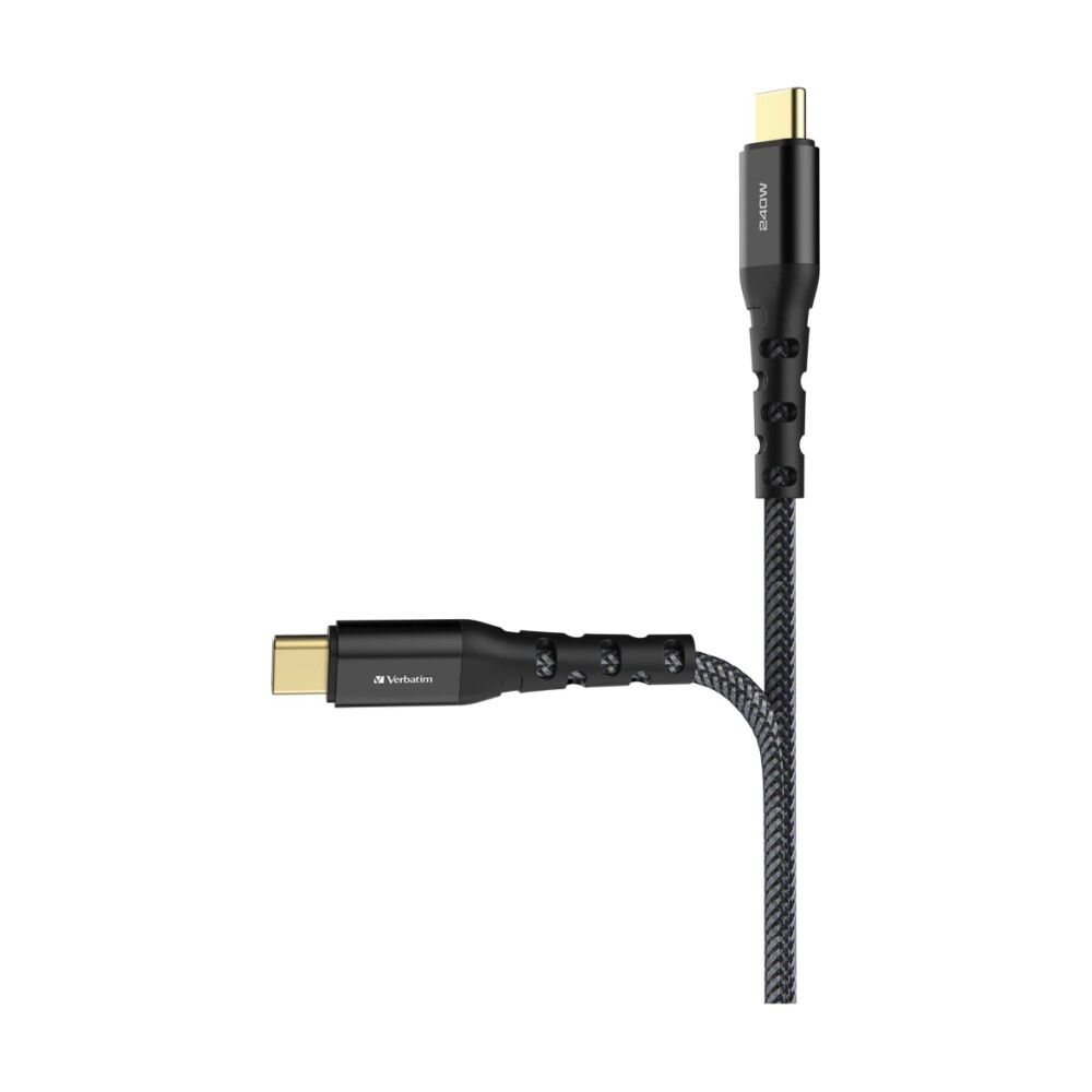 VERBATIM USB-C to 240W Cable Charging Cord W/E-Marker Chip 200cm Black
