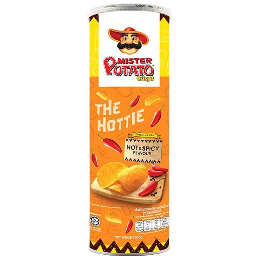 14PK Mister Potato Chips The Hottie Hot & Spicy Flavoured Snack 100g Can