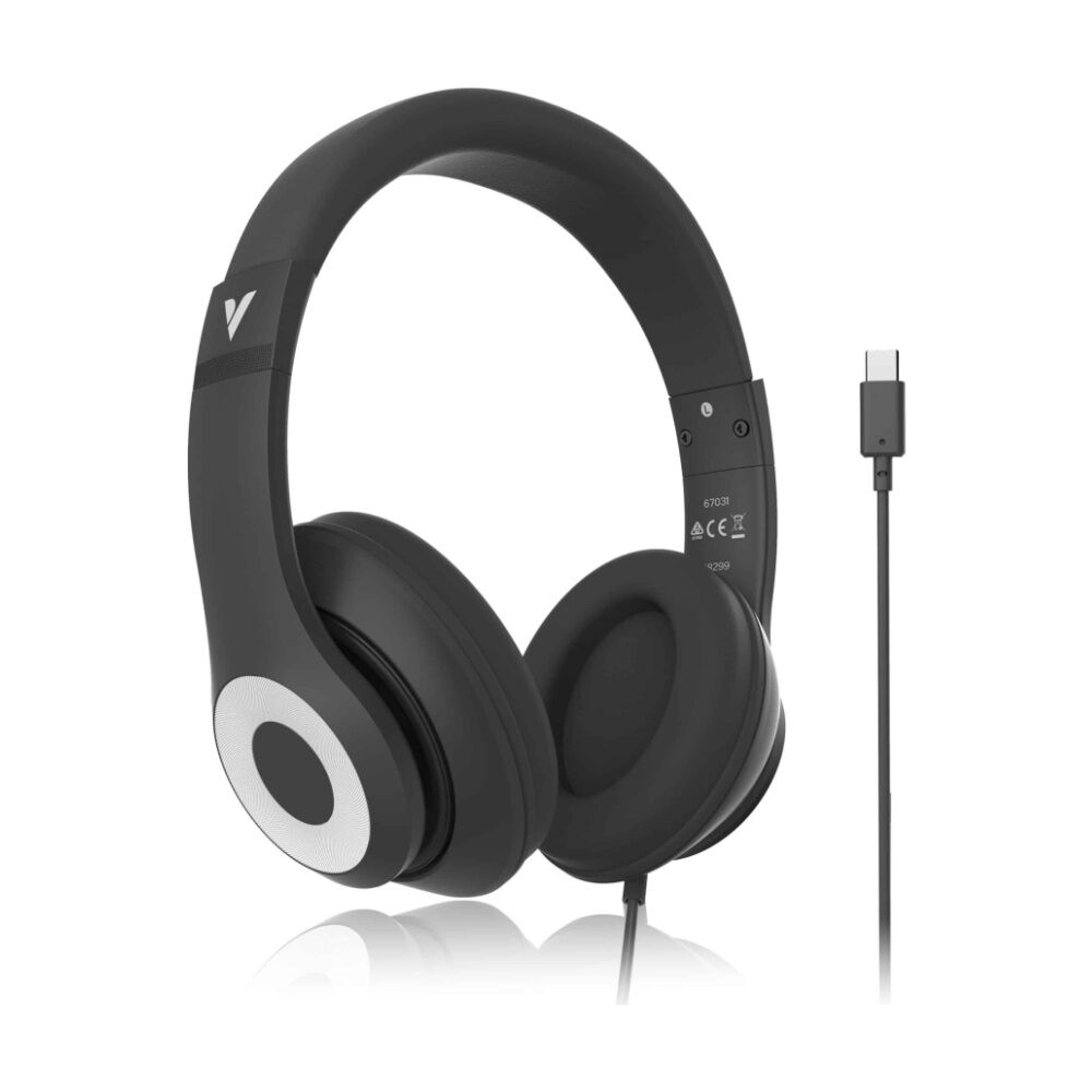 VERBATIM TruSound Wired Over Ear Headset W/ USB-C Connection Black