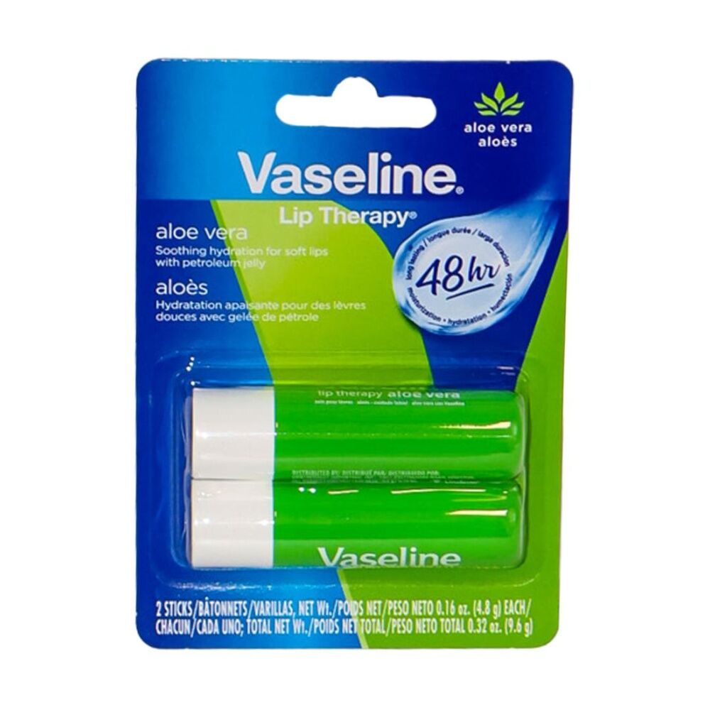4x 2pc Vaseline Lip Therapy 48HR Aloe Vera Hydration Pack Nourishment 4.8g