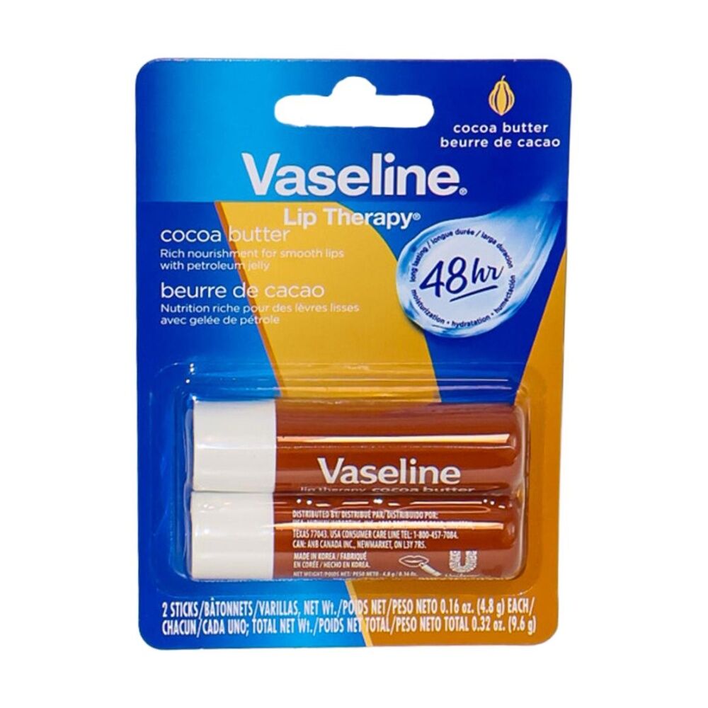 4x 2pc Vaseline Lip Therapy Cocoa Butter 48H Hydration Pack Nourishment 4.8g