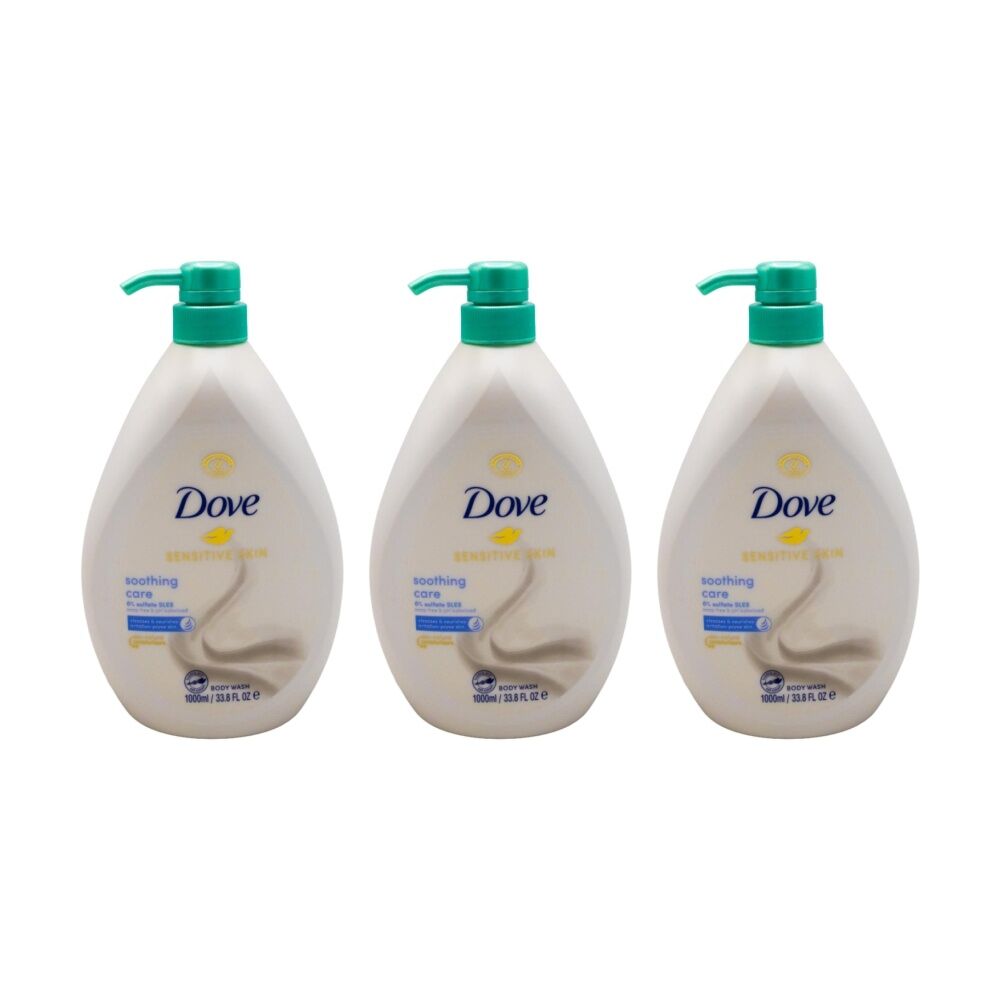 3PK Dove Body Wash Soothing Care Sensitive Skin Cleanse & Nourish 1000mL