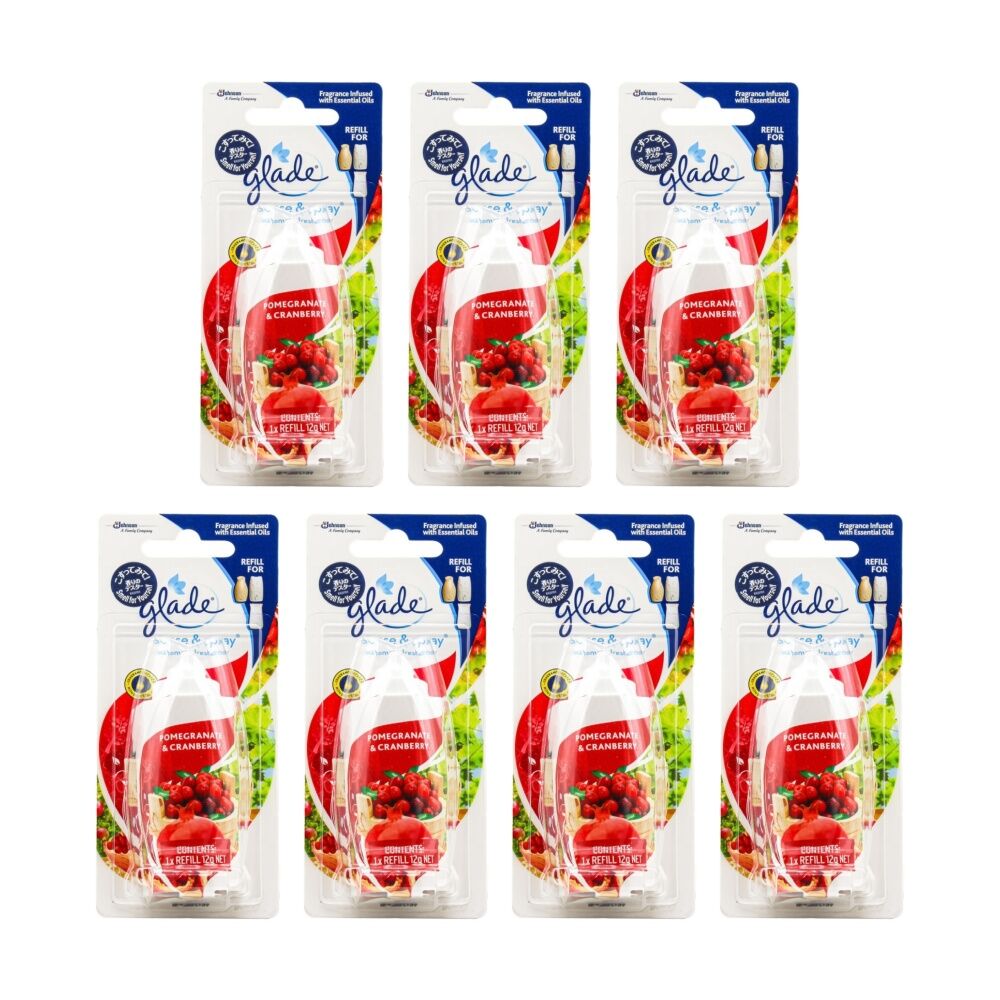 7PK Glade Sense & Spray Air Freshener Refill Pomegranate Cranberry Scent 12g