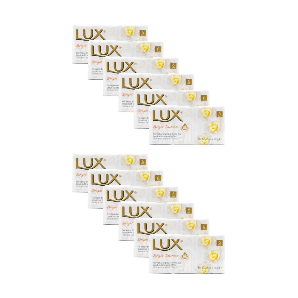 12x 6pc LUX Bar Soap Bright Impress Pack Skin Care Use Floral Fusion Oil 80g