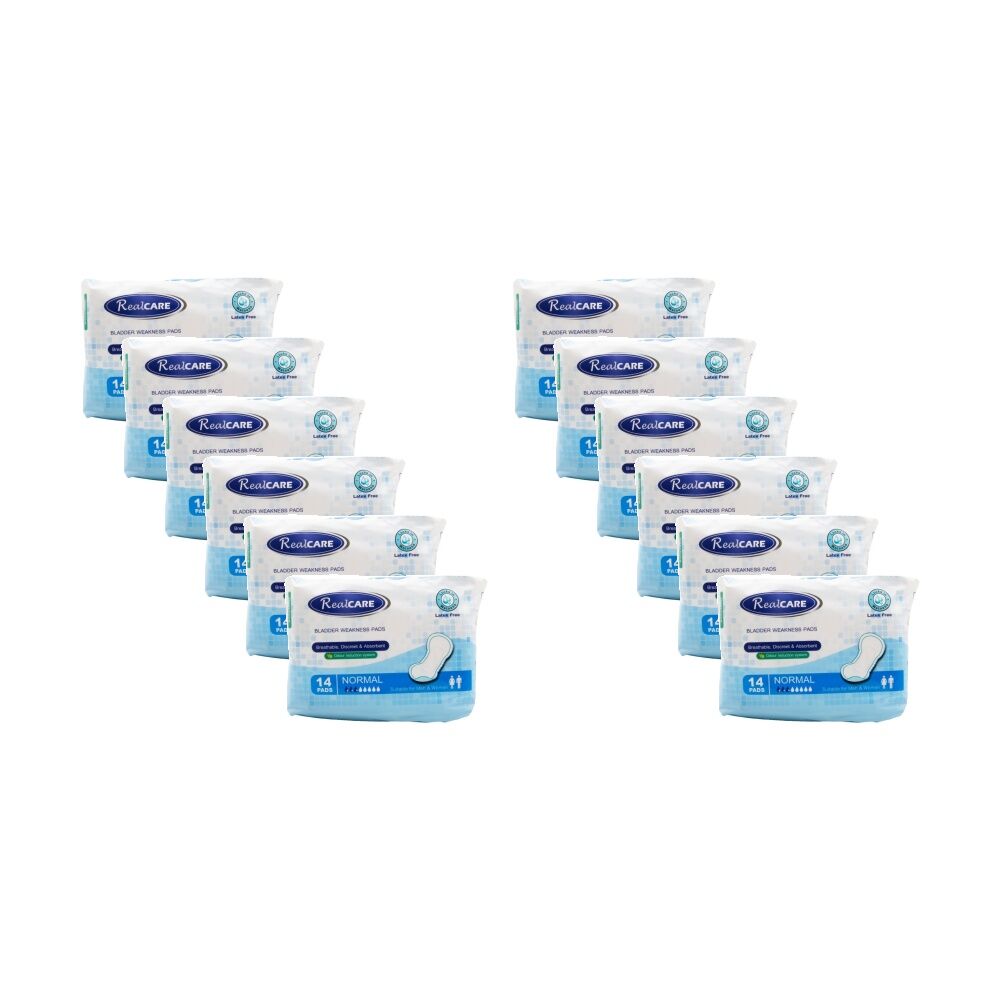 12x 14pc Real Care Bladder Weakness Pads Normal Absorbency Level 3 Men Women