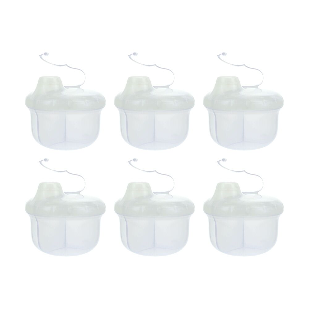 6x Nuby Powder Formula Dispenser 3 Compartment Easy Pour Spout Clear