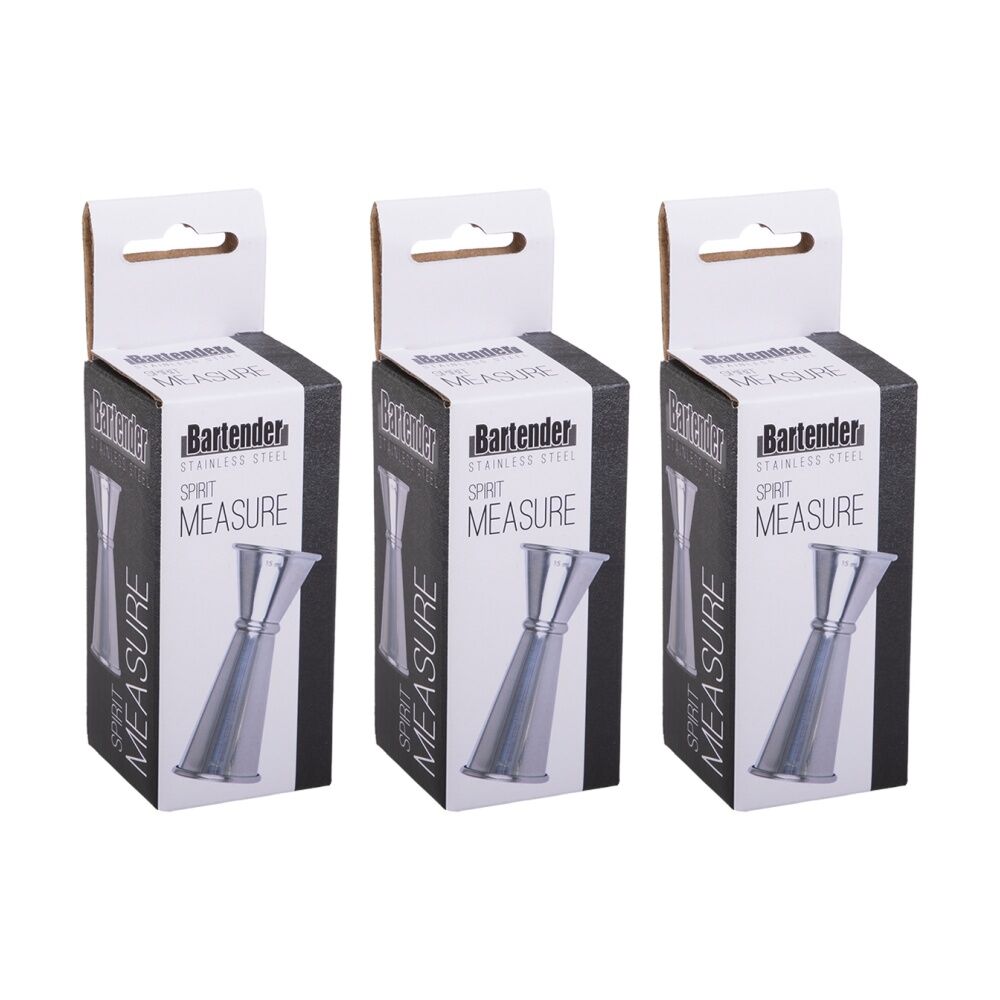 3PK Bartender Stainless Steel Spirit Measure Utensil Half & Full Nip 15ml/30ml