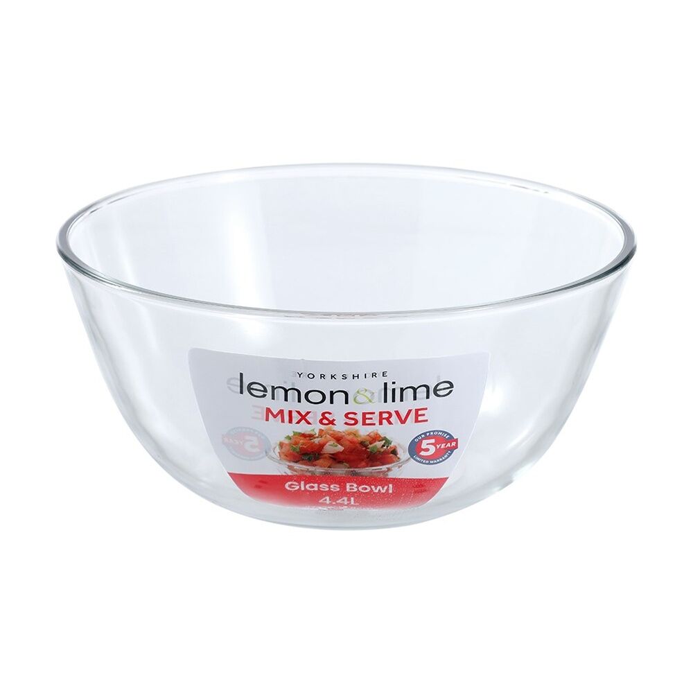 6PK Lemon And Lime Yorkshire Glass Mixing Bowl Durable 4.4L 27x27x12.5cm