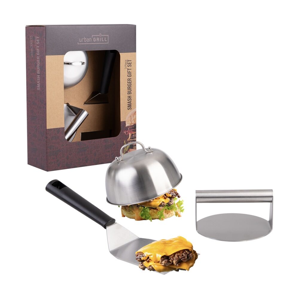 3pc Urban Grill Stainless Steel Smash Burger BBQ/Kitchen Utensil Gift Set