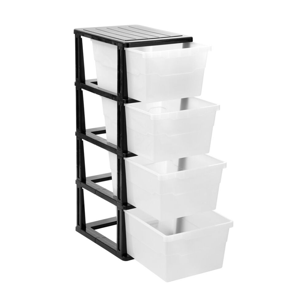Boxsweden Stakit Mega 4 Drawer Organisation Storage Unit 38x48x103cm Black/White