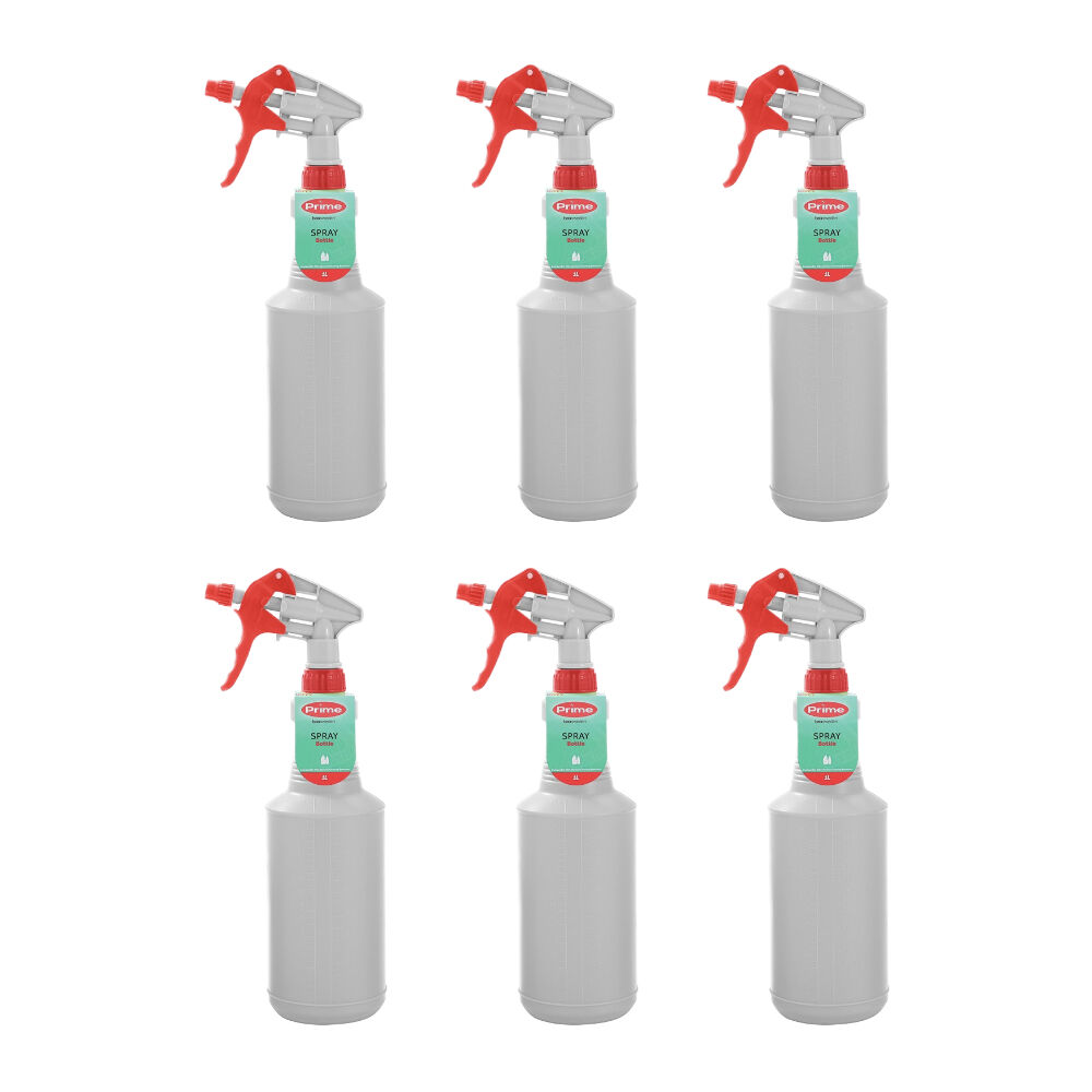 6PK Boxsweden Prime Heavy Duty Durable Refillable Spray Bottle 1L Assorted