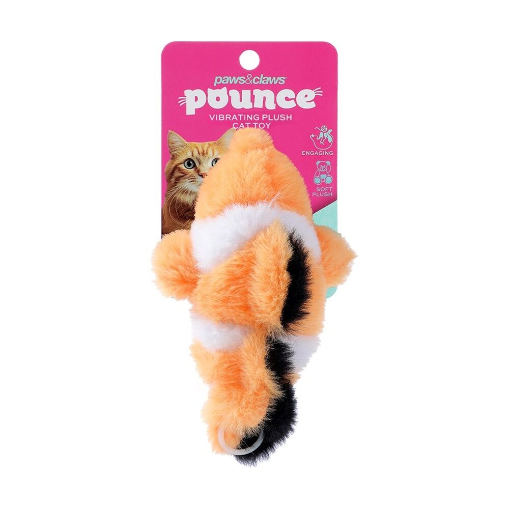 12PK Paws And Claws Pet Cat Toy Pounce Chasey Vibrating Animal Assorted 12x8cm