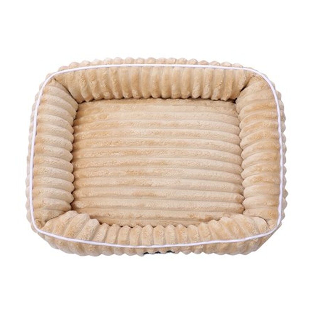 Paws And Claws Ribbed Chinchilla Walled Pet Cat Dog Bed 60x50x18cm Camel