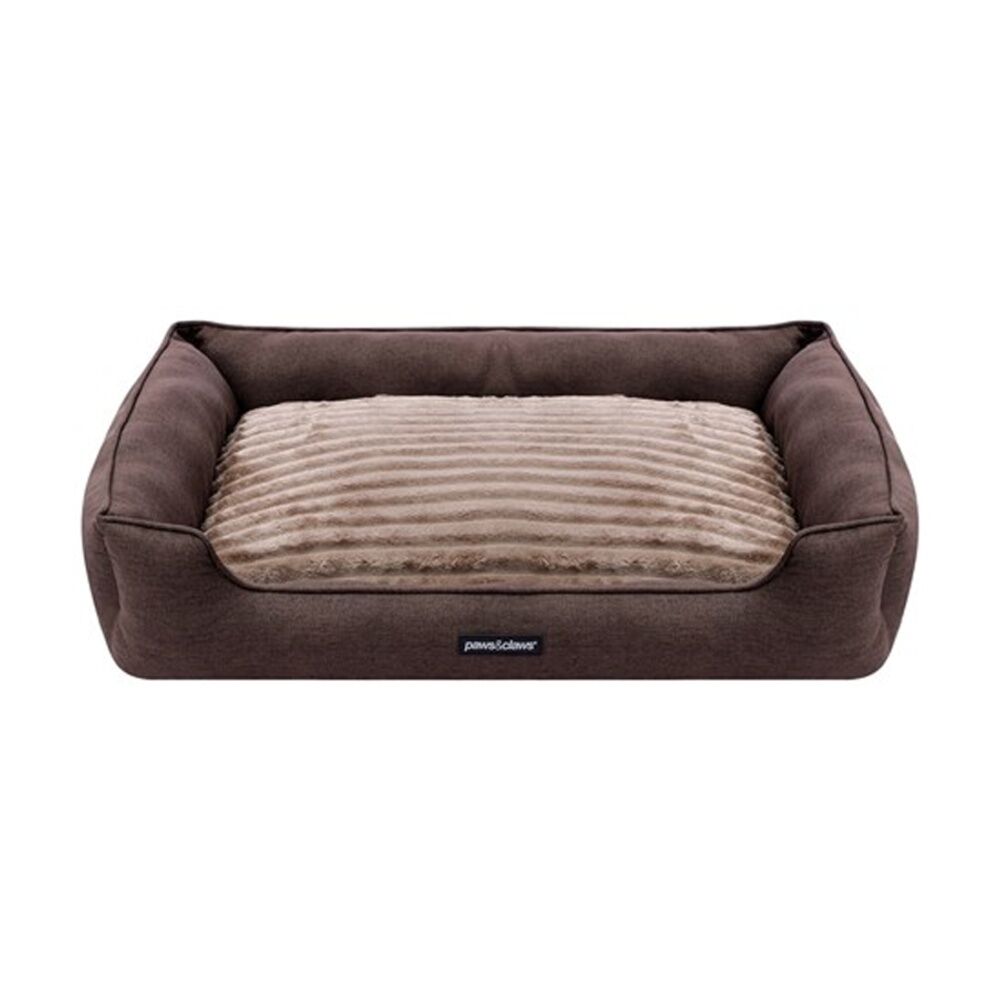 Paws And Claws Pia Ribbed Chinchilla Pet Cat Dog Bed 80x60x20cm Large