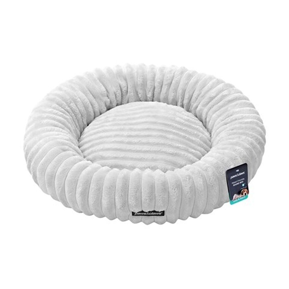 2PK Paws And Claws Ribbed Chinchilla Round Pet Cat Dog Bed 60x60x15cm Grey